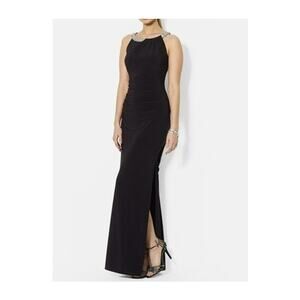 Ralph Lauren Evening Gown Womens 10 Cocktails Special Occasion Rhinestones Black